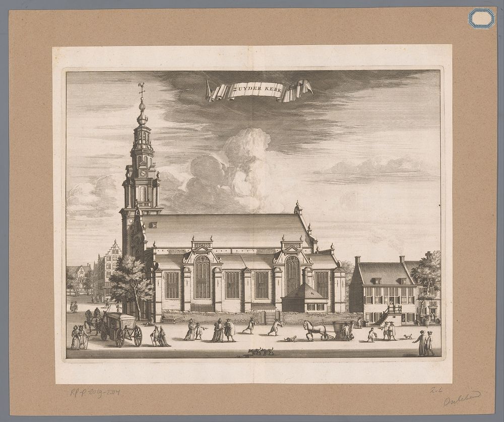 Gezicht op de Zuiderkerk te Amsterdam (1693) by anonymous and Abraham Wolfgang