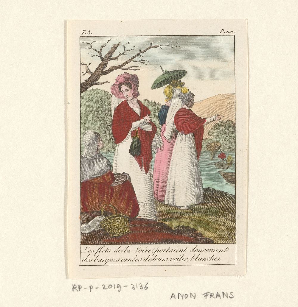Vier vrouwen aan de waterkant (1800 - 1899) by anonymous