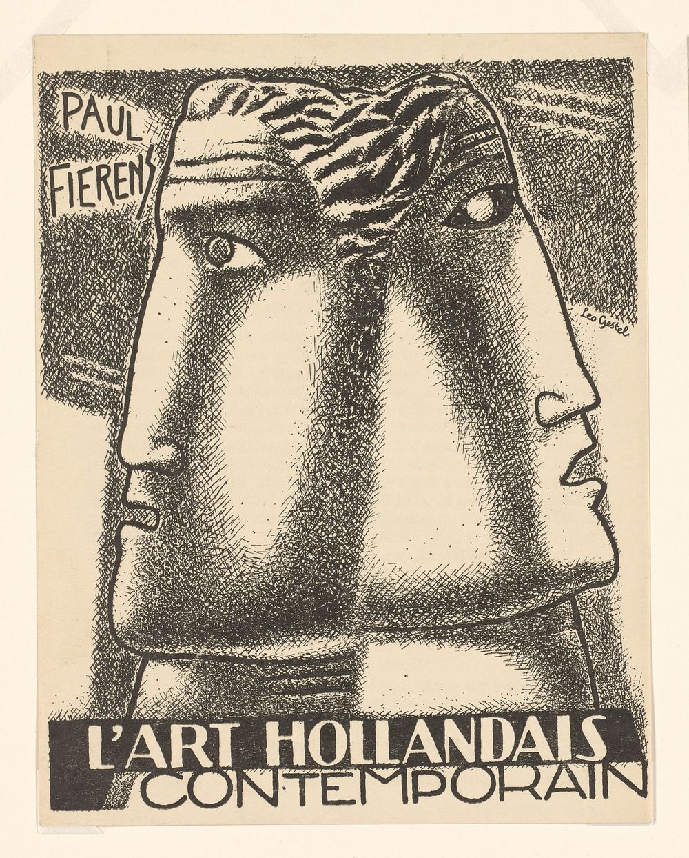 Reproductieprent boekomslag  "l'Art Hollandais contemporain" van Paul Fierens (1933) by Leo Gestel