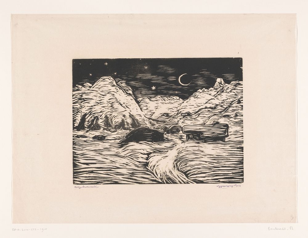 Bergachtig nachtlandschap (1893 - 1933) by Philipp Bauknecht