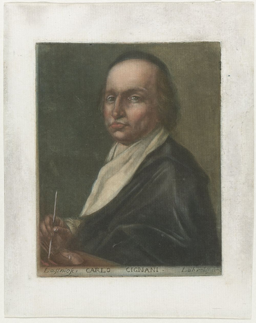 Portret kunstenaar Carlo Cignani (1789) by Carlo Lasinio and Labrelis