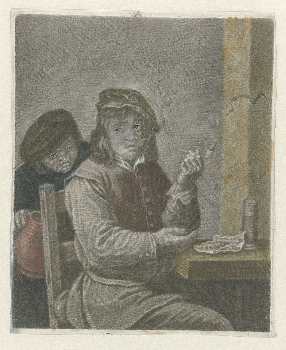 Pijproker, zittend aan een tafel (c. 1650 - c. 1700) by anonymous and David Teniers I