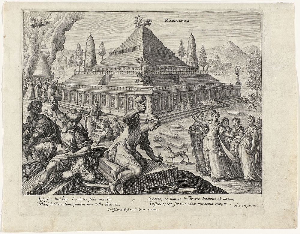Mausoleum van Halicarnassus (1614) by Crispijn van de Passe I, Maerten de Vos and Crispijn van de Passe I