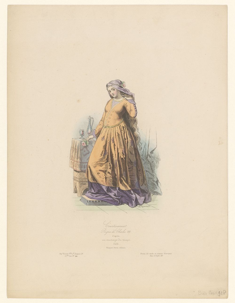 Courtisane, 1491 (1864) by Hippolyte Louis Emile Pauquet, anonymous, imprimeur Fosset and Pauquet Frères