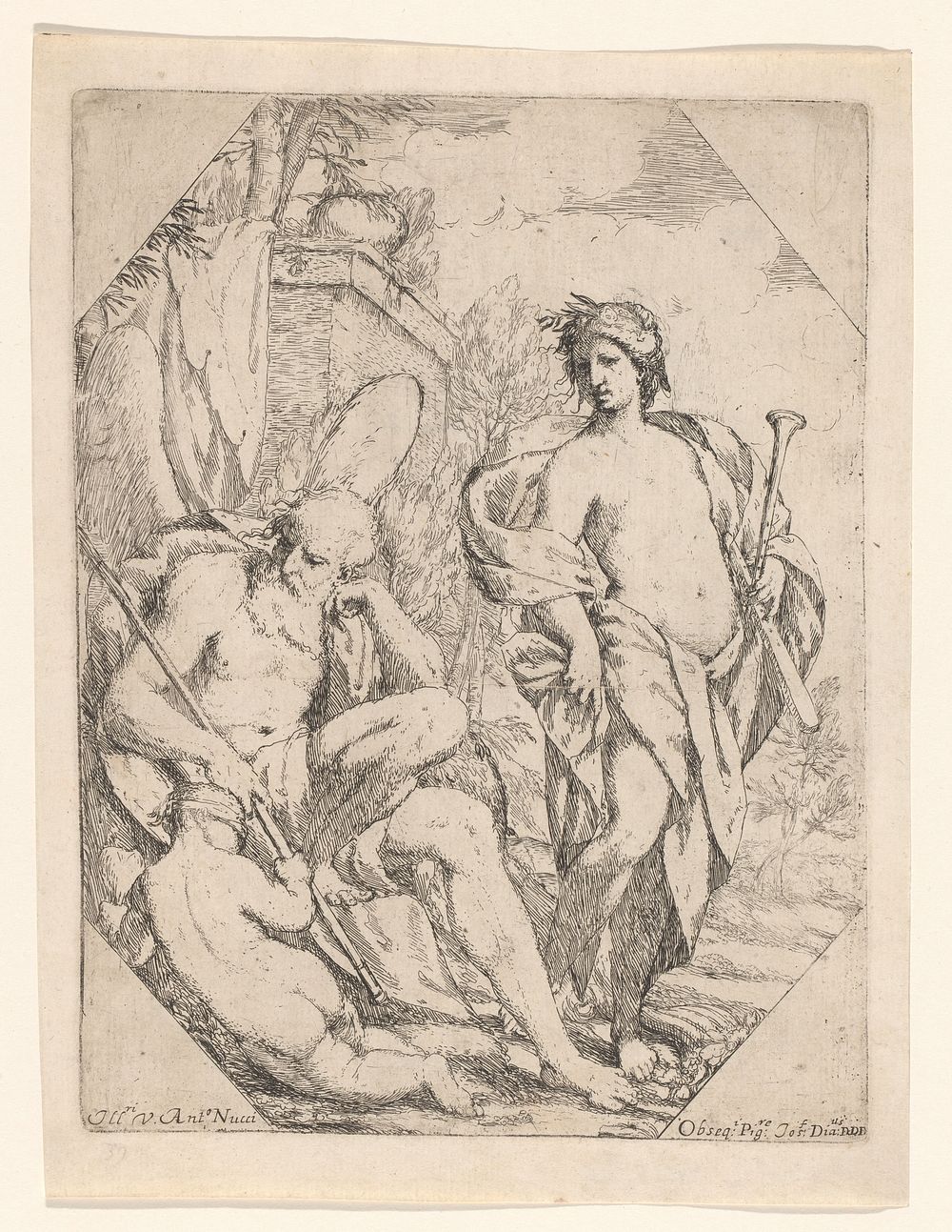 Allegorie met Saturnus, Eros en de Roem (c. 1660 - c. 1680) by Giuseppe Diamantini, Giuseppe Diamantini, Antonio Nucci and…