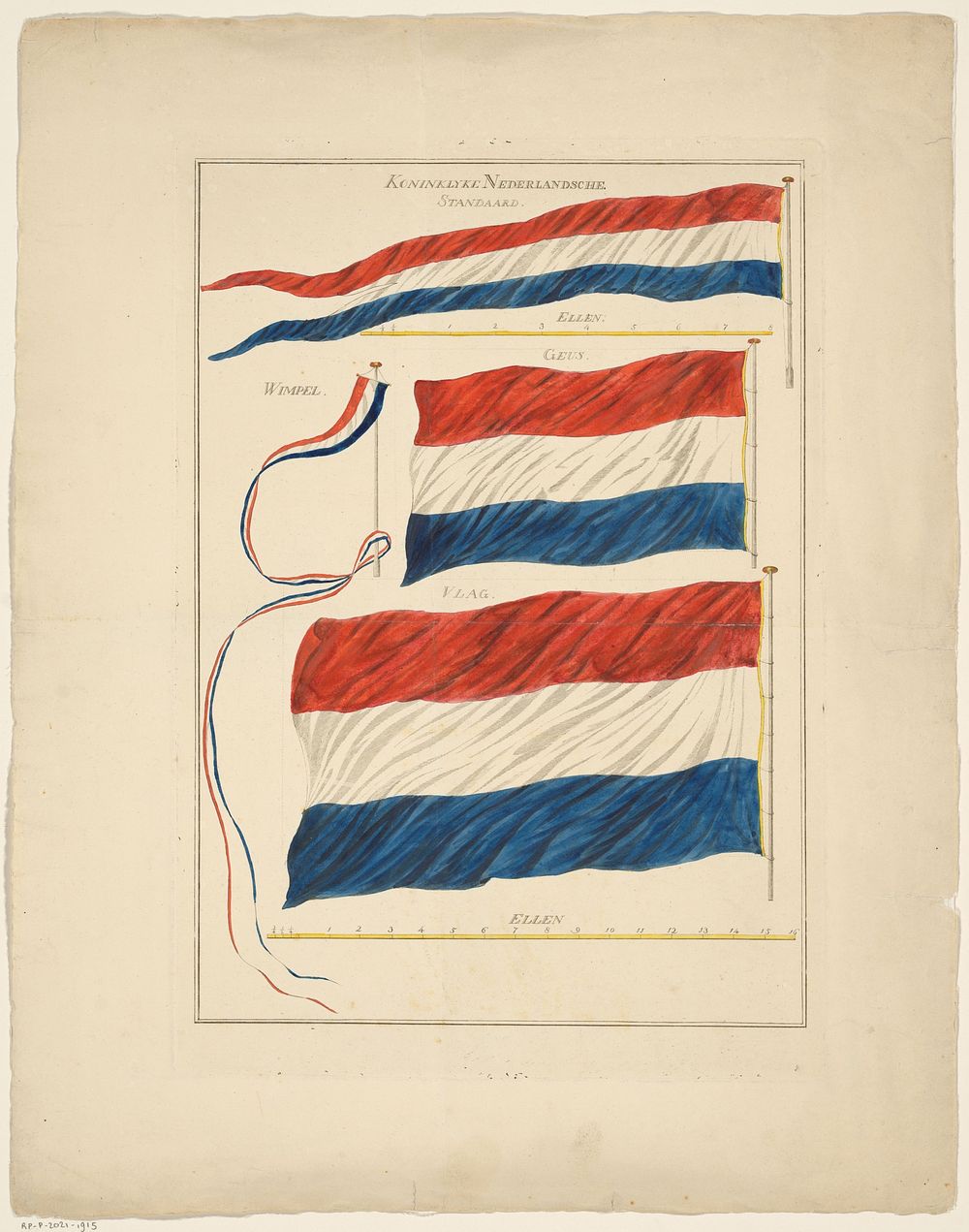 Standaard, geus, vlag en wimpel van het Koninkrijk der Nederlanden (1815 - 1849) by anonymous