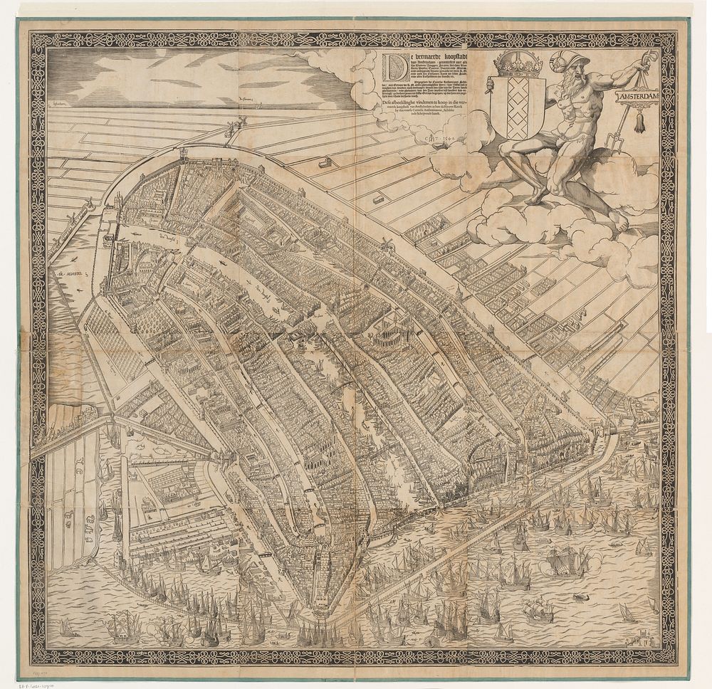 Map of Amsterdam, 1544 (1545 - 1553) by Cornelis Anthonisz, Cornelis Anthonisz, Cornelis Anthonisz, Karel V van Habsburg…
