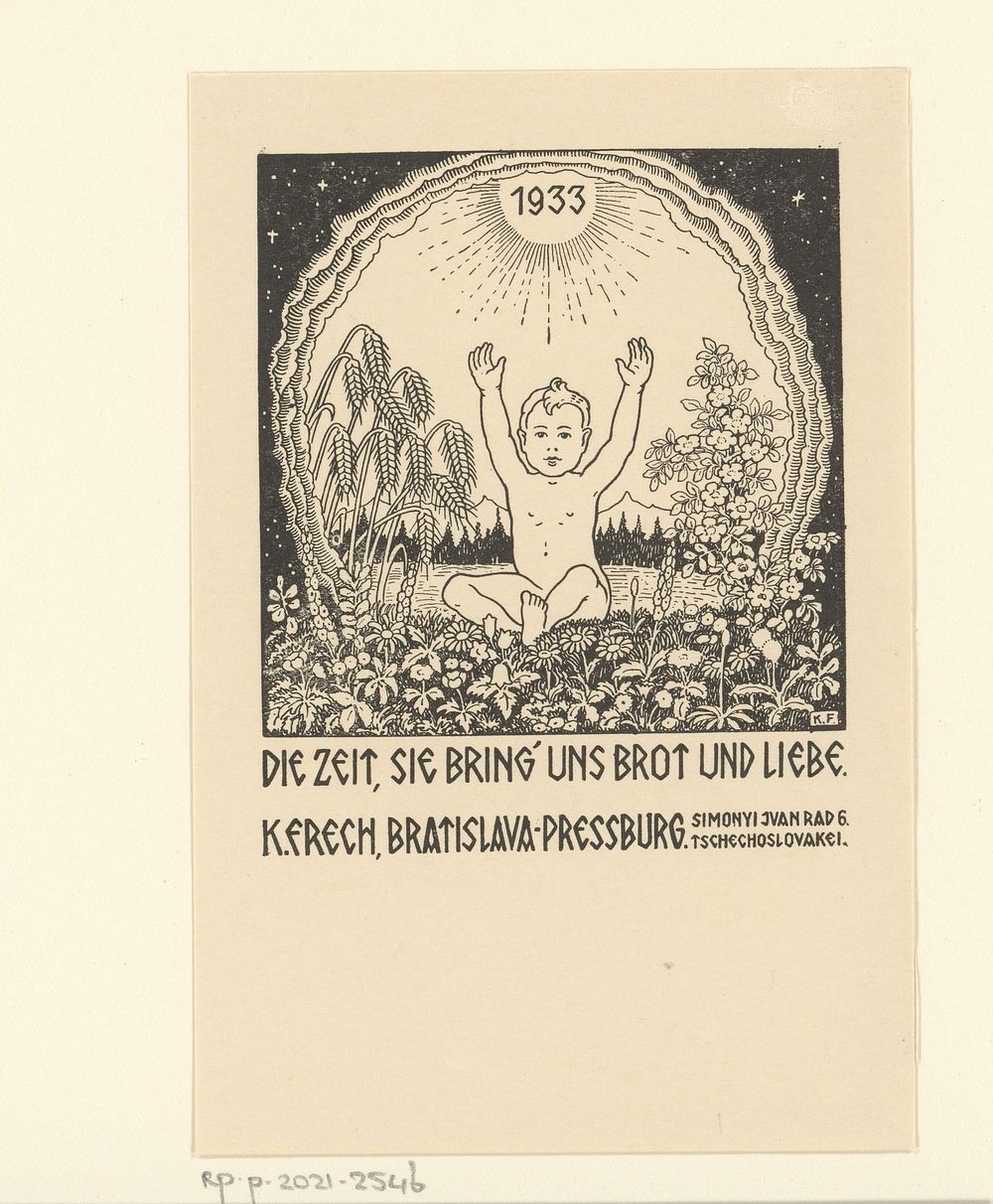 Kerst- en nieuwjaarswens voor 1933 van Karl Hugo Frech (1932) by anonymous and Karl Hugo Frech