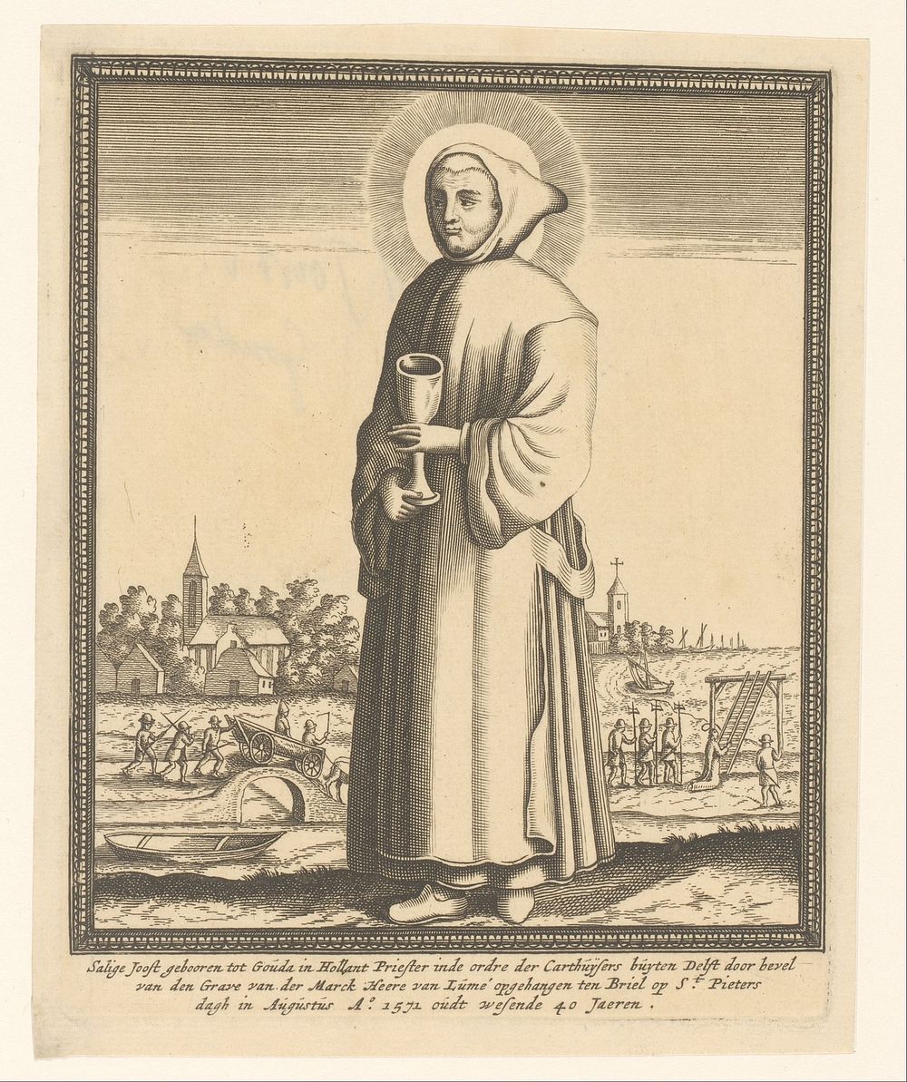 Priester Joost, opgehangen door de geuzen te Den Briel, 1571 (1667) by anonymous