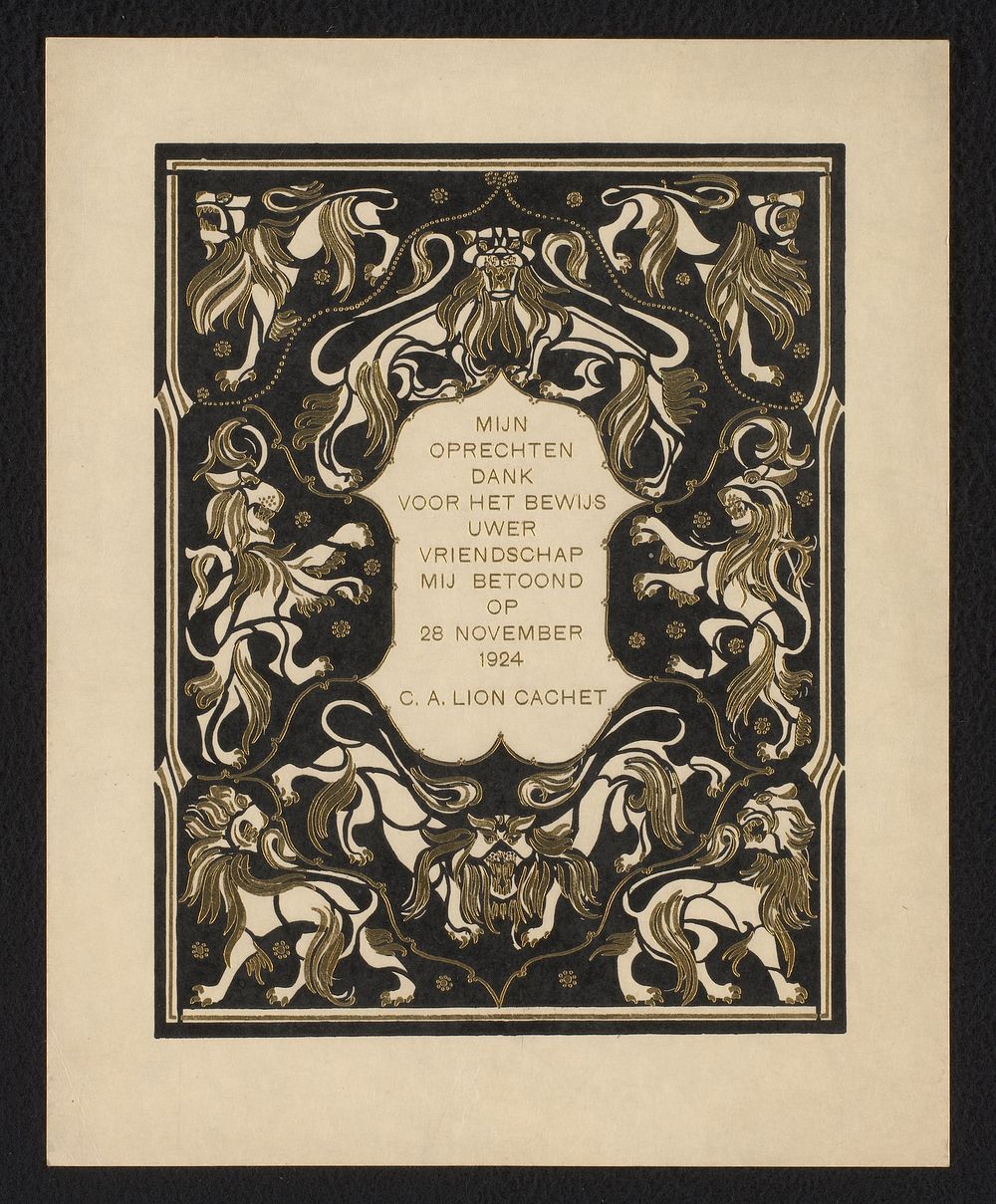 Dankbetuiging van Carel Adolph Lion Cachet (1924) by Carel Adolph Lion Cachet
