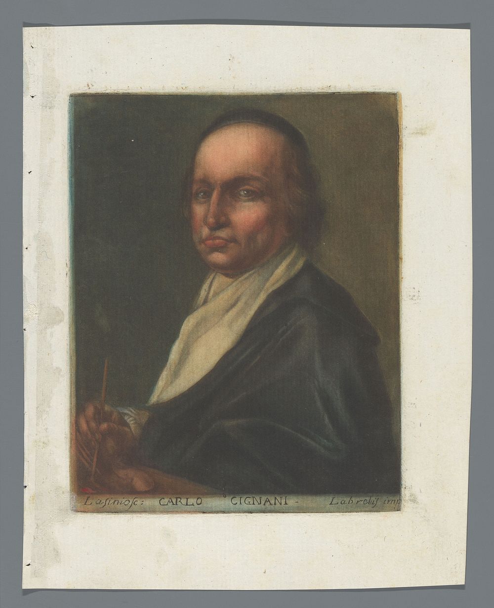 Portret van Carlo Cignani (1789) by Carlo Lasinio, Carlo Cignani and Labrelis