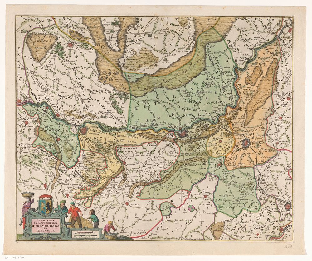Kaart van het Overkwartier van Gelre (1706 - 1711) by anonymous, Frederik de Wit and Pieter Mortier I