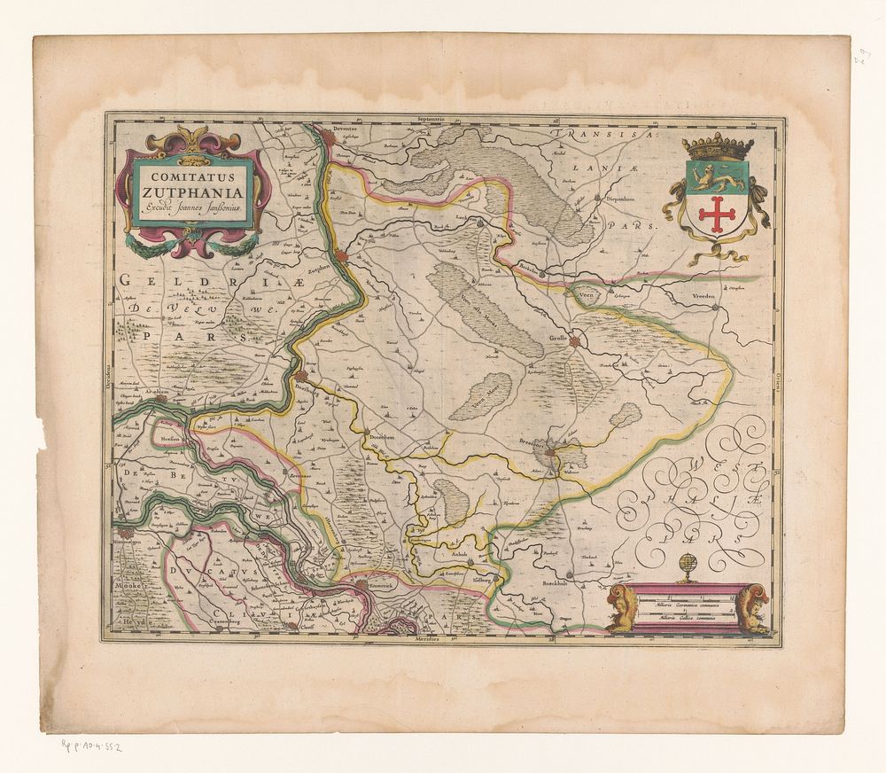 Kaart van het graafschap Zutphen (1638) by anonymous, Henricus Hondius and Johannes Janssonius