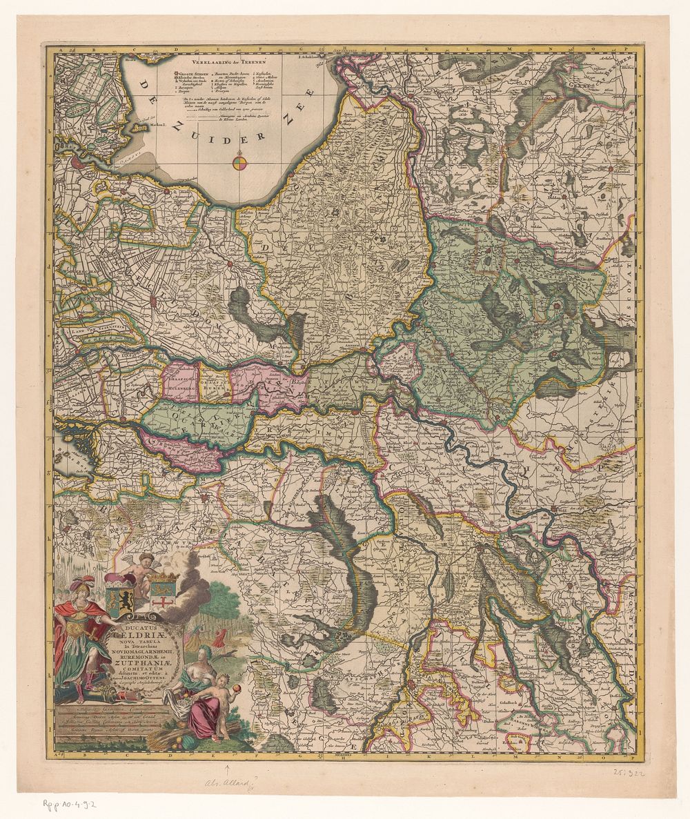 Kaart van Gelderland (1725 - 1750) by Abraham Allard, Joachim Ottens, weduwe Joachim Ottens, Reinier Ottens I and Reinier…