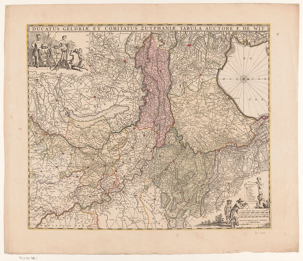 Kaart van Gelderland (1721 - 1774) by Abraham Jansz Deur, Frederik de Wit and Covens and Mortier