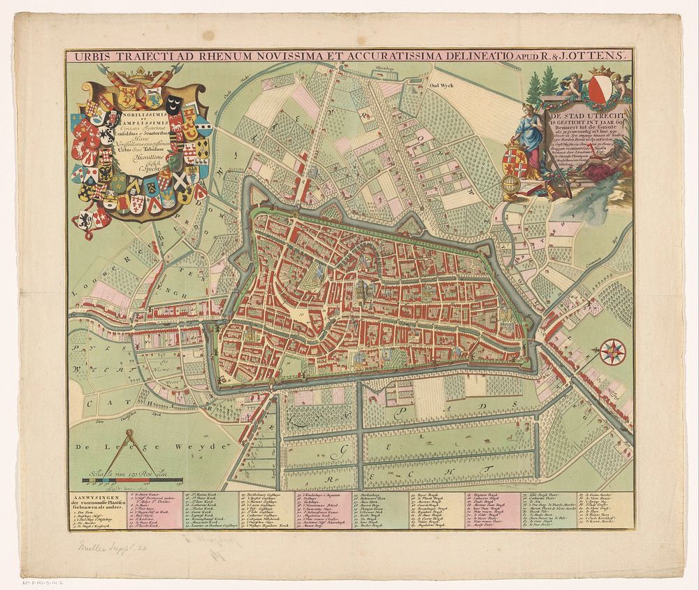 Plattegrond van de stad Utrecht (1726 - 1750) by Jan van Vianen, Reinier Ottens I  and Josua, Caspar Specht, Caspar Specht…
