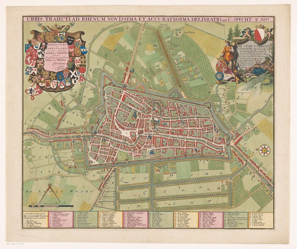 Plattegrond van de stad Utrecht (1695) by Jan van Vianen, Caspar Specht, Caspar Specht and Stadsbestuur Utrecht