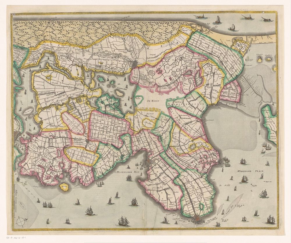 Kaart van Noord-Holland (1633) by anonymous and Henricus Hondius