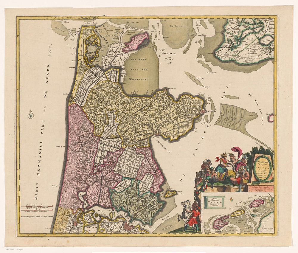 Kaart van Noord-Holland en een deel van Friesland (1693 - before 1719) by anonymous, Jacob de la Feuille and Staten van…