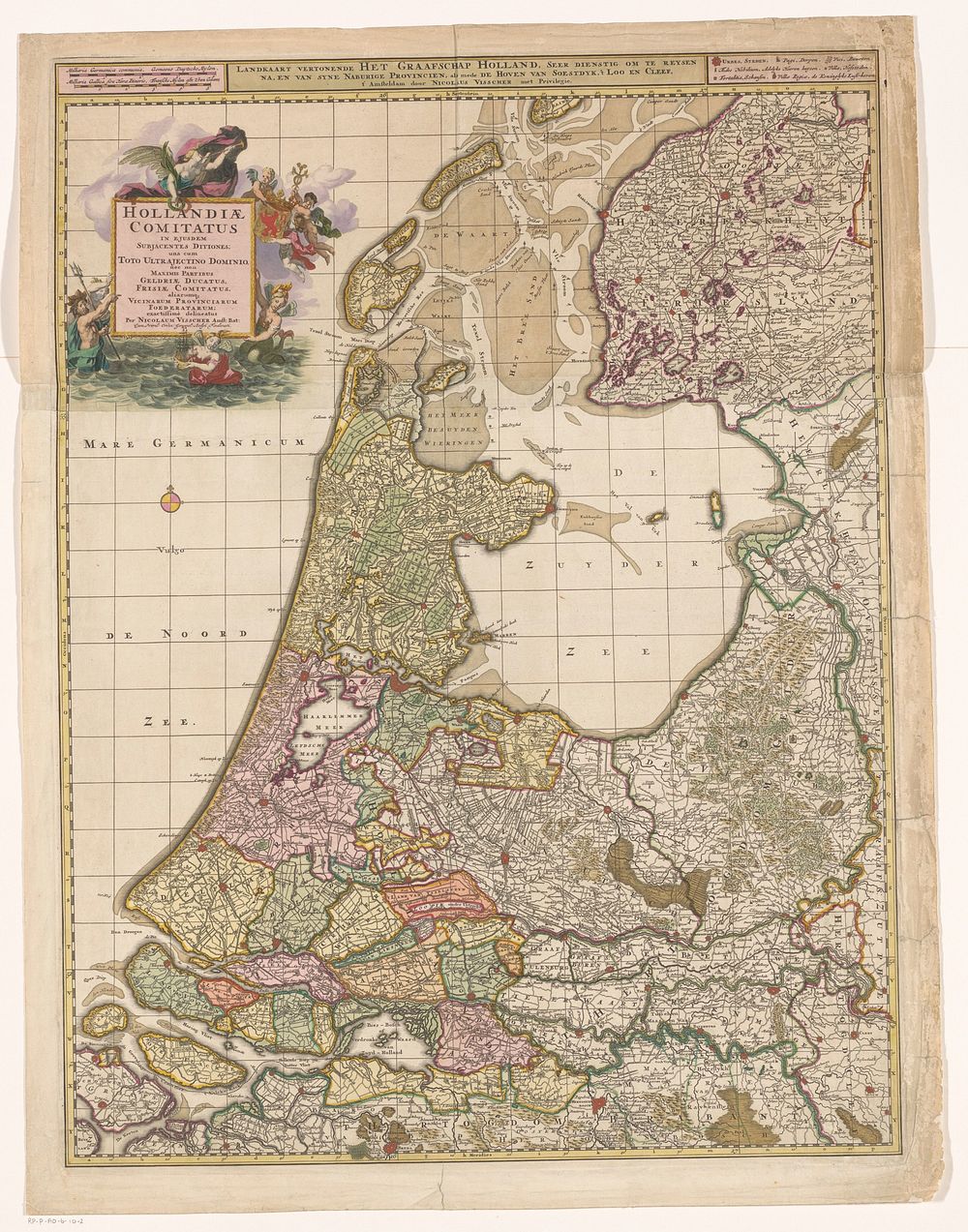 Kaart van het graafschap Holland (c. 1690) by Gilliam van der Gouwen, Nicolaes Visscher II and Staten Generaal
