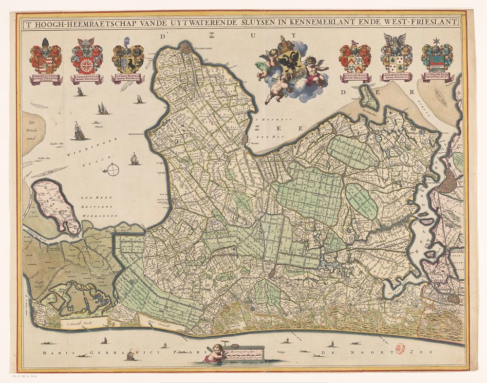 Kaart van Kennemerland en West-Friesland (1682 - 1686) by Coenraet Decker, Abraham Jansz Deur, Jan Jansz Dou I and weduwe…