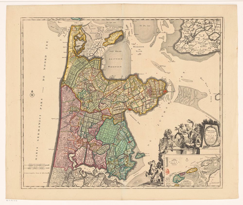 Kaart van Noord-Holland en een deel van Friesland (1726 - 1750) by anonymous and Reinier Ottens I  and Josua