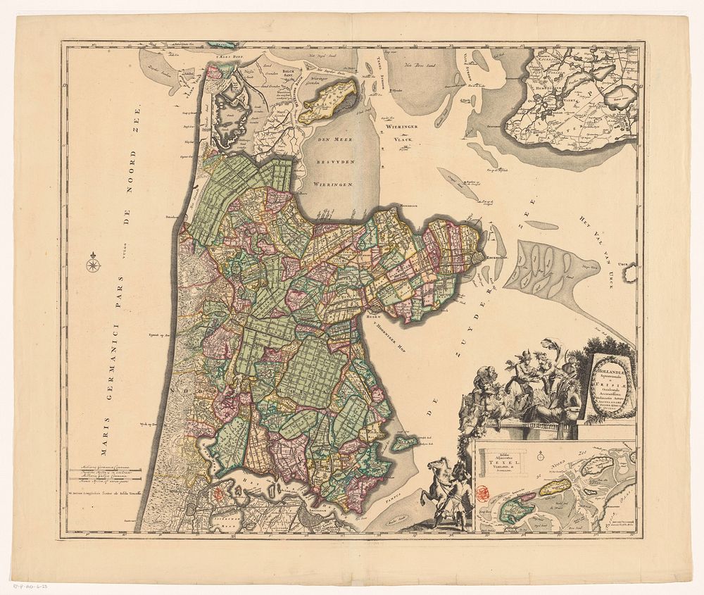 Kaart van Noord-Holland en een deel van Friesland (1726 - 1750) by anonymous and Reinier Ottens I  and Josua