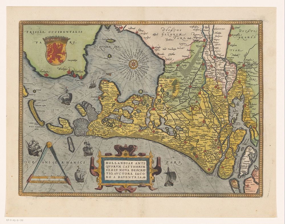 Kaart van het graafschap Holland (1592) by Frans Hogenberg, Jacob van Deventer, Abraham Ortelius and Officina Plantiniana