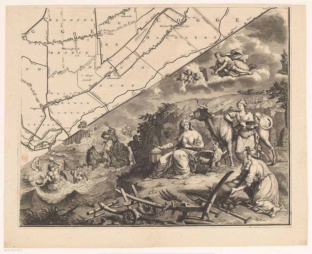 Kaart van het dijkgraafschap van de Vier Noorder Koggen (deel rechtsonder) (1731) by Hendrik de Leth, Pieter Straat and…