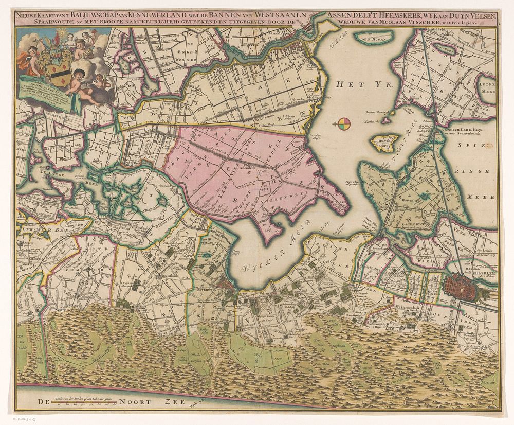Kaart van het baljuwschap Kennemerland (1718 - 1726) by anonymous, weduwe Nicolaes Visscher II, Staten van Holland en West…
