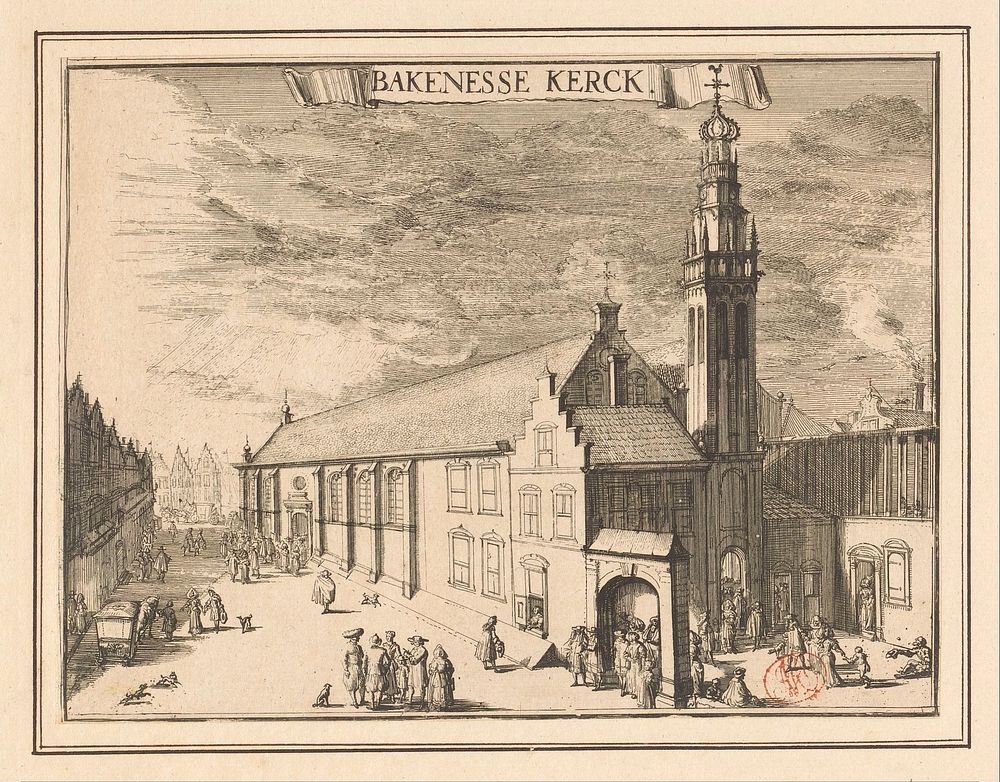 Gezicht op de Bakenesserkerk te Haarlem (1688 - 1689) by Romeyn de Hooghe and Romeyn de Hooghe