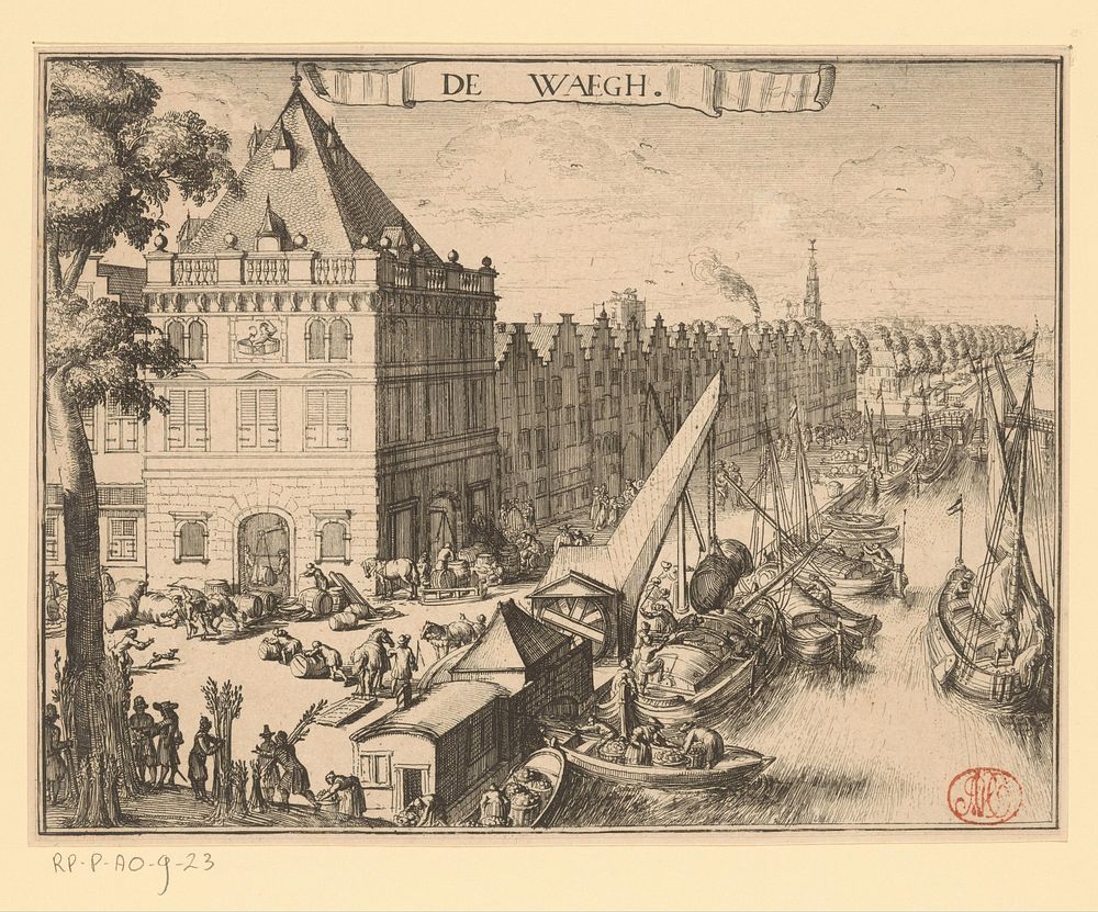 Gezicht op de Waag te Haarlem (1688 - 1689) by Romeyn de Hooghe and Romeyn de Hooghe