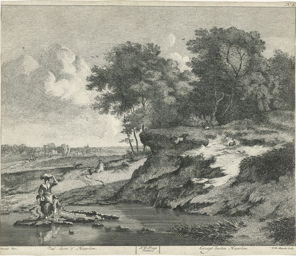 Landschap buiten Haarlem (1747 - 1758) by F W Musculus, Jan Wijnants and Jacobus Wilhelmus Pruys