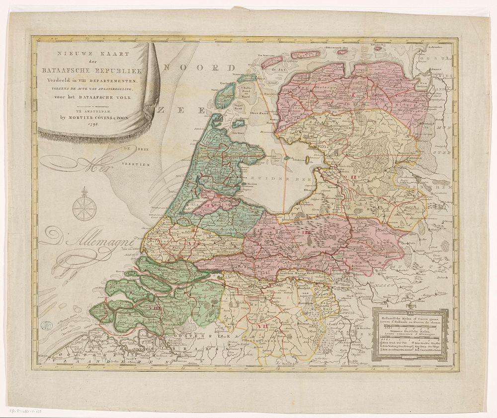 Kaart van de Bataafsche Republiek, 1798 (1798) by anonymous and Covens and Zoon Mortier