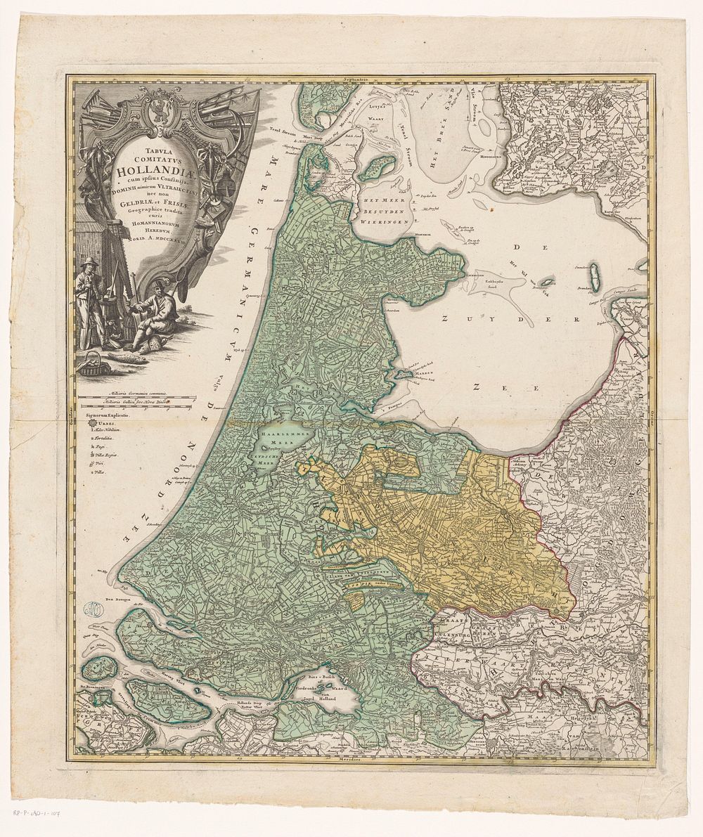Kaart van Holland, Utrecht en een deel van Gelderland en Friesland (1733) by anonymous and erven Johann Baptista Homann
