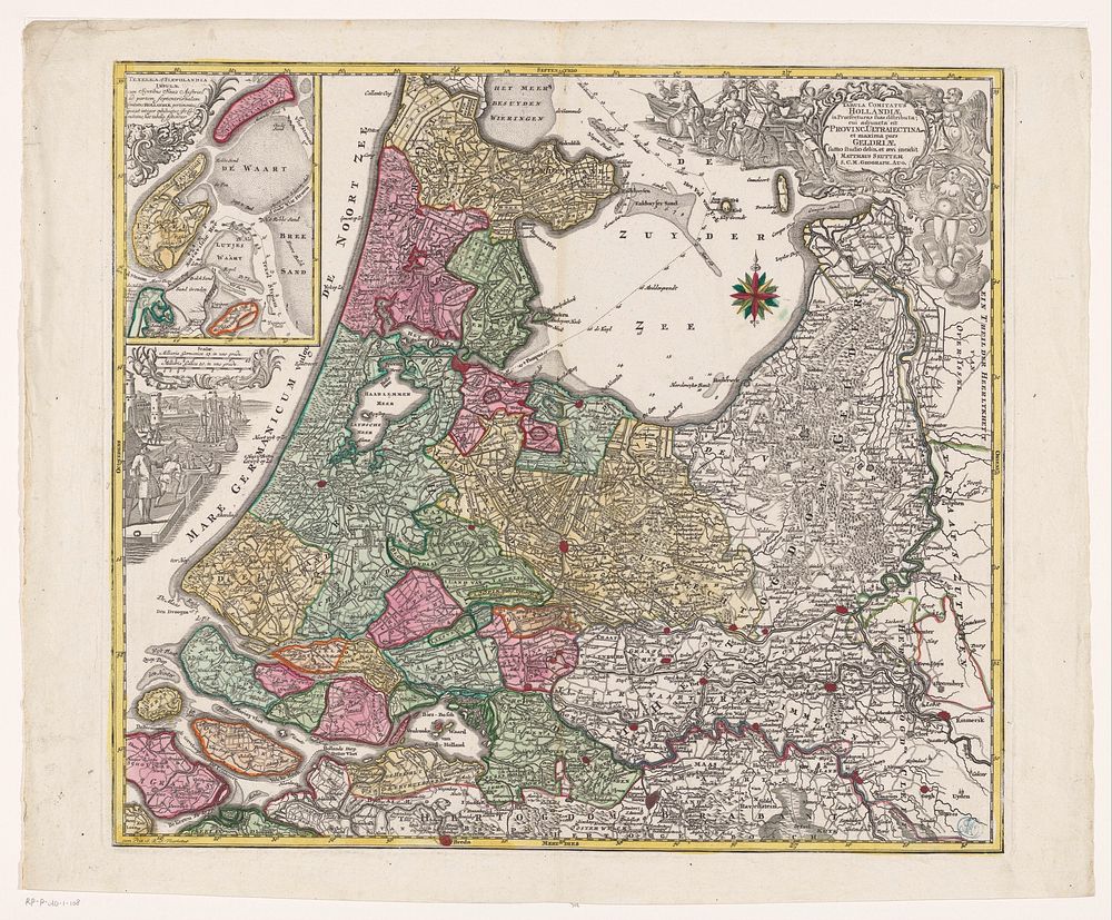 Kaart van Holland, Utrecht en een deel van Gelderland (1741 - 1748) by anonymous, Matthaeus Seutter III, Karel VII Albrecht…