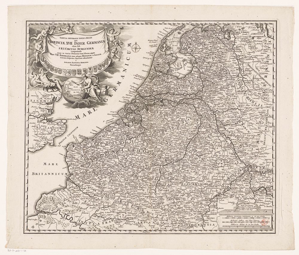 Kaart van de Zeventien Provinciën (1707 - 1716) by Johann Baptista Homann and Johann Ernst Adelbulner
