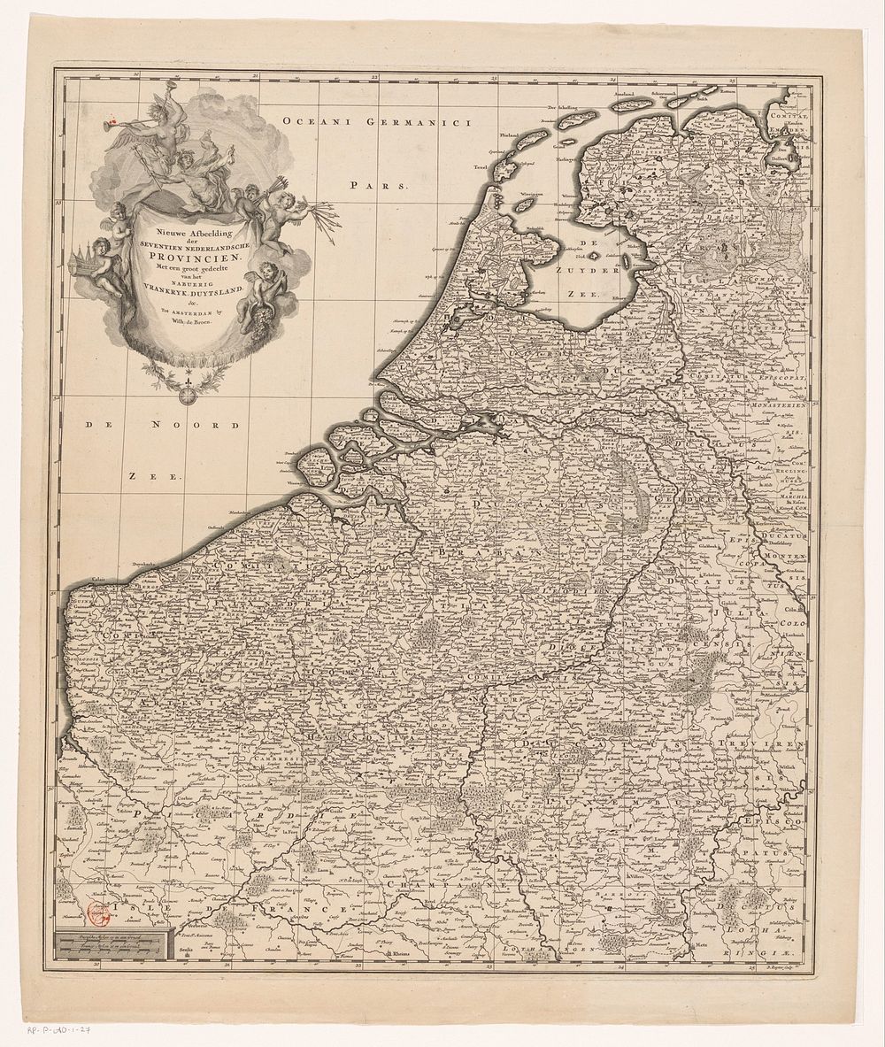 Kaart van de Zeventien Provinciën (1737 - 1748) by Balthasar Ruyter, Willem de Broen and Reinier Ottens I  and Josua