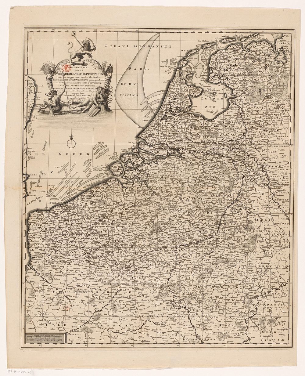 Kaart van de Zeventien Provinciën (1715 - 1737) by Joachim Ottens and Reinier Ottens I  and Josua