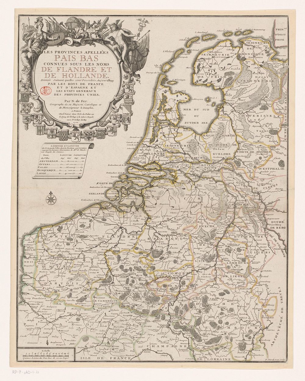 Kaart van de Zeventien Provinciën (1709 - before 1710) by P Starckman, Nicolas de Fer and Nicolas de Fer