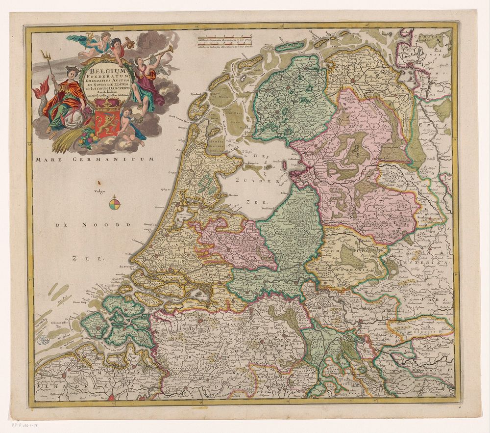 Kaart van de Republiek der Zeven Verenigde Nederlanden (c. 1696) by Justus Danckerts, Justus Danckerts and Staten van…