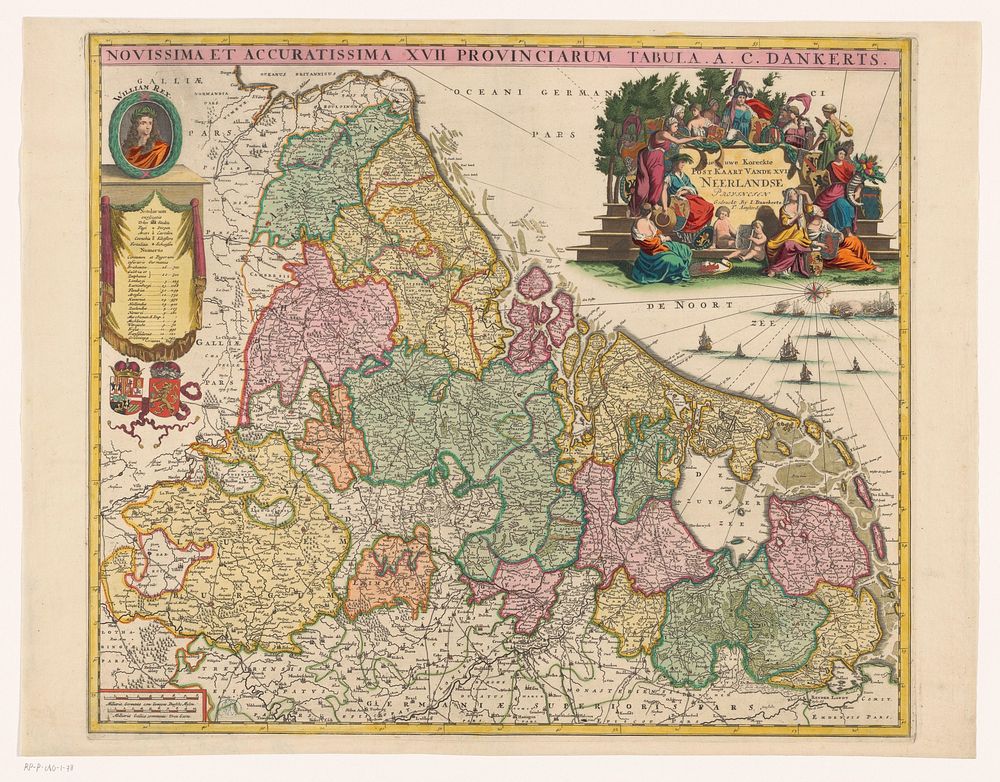 Kaart van de Zeventien Provinciën (before 1713) by anonymous, Justus Danckerts and Cornelis Danckerts