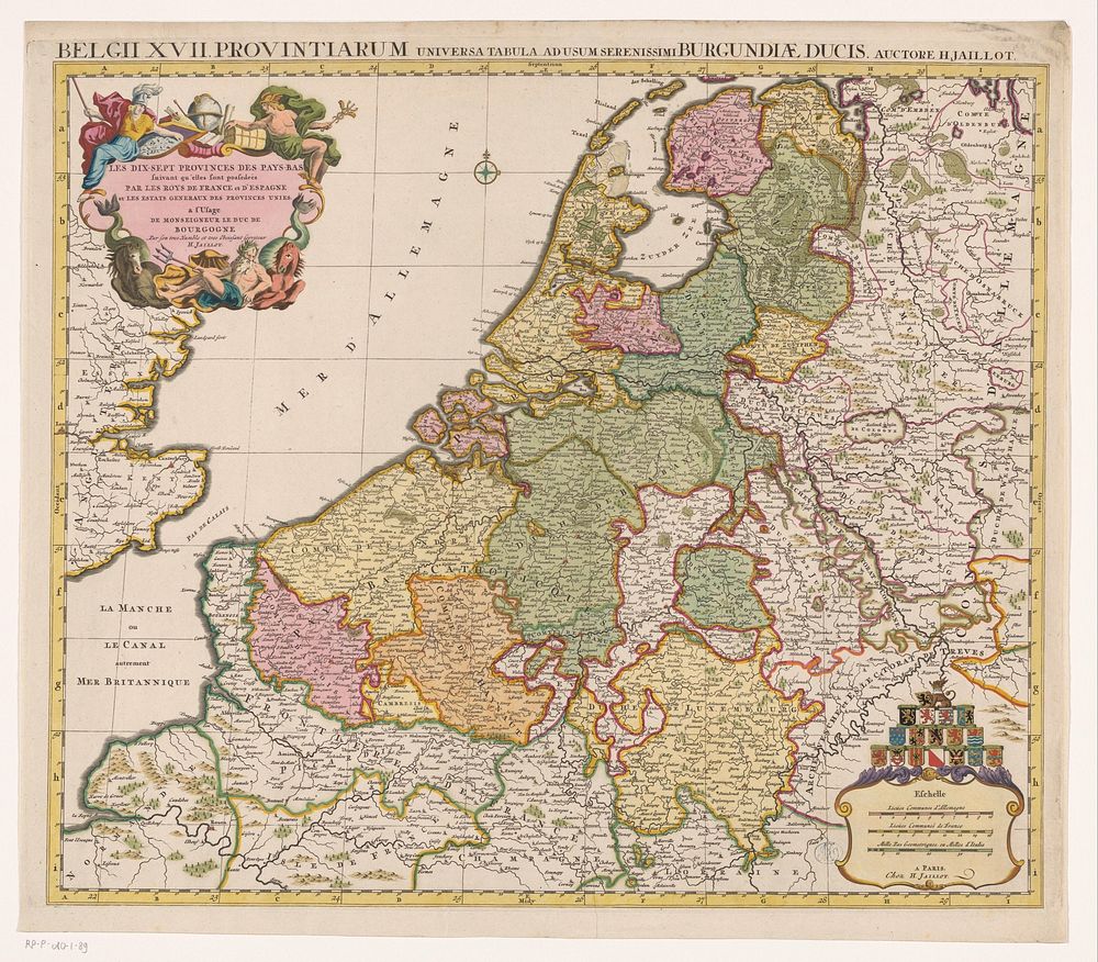 Kaart van de Zeventien Provinciën (after 1724) by anonymous, Alexis Hubert Jaillot, Pieter Mortier II and Lodewijk van…