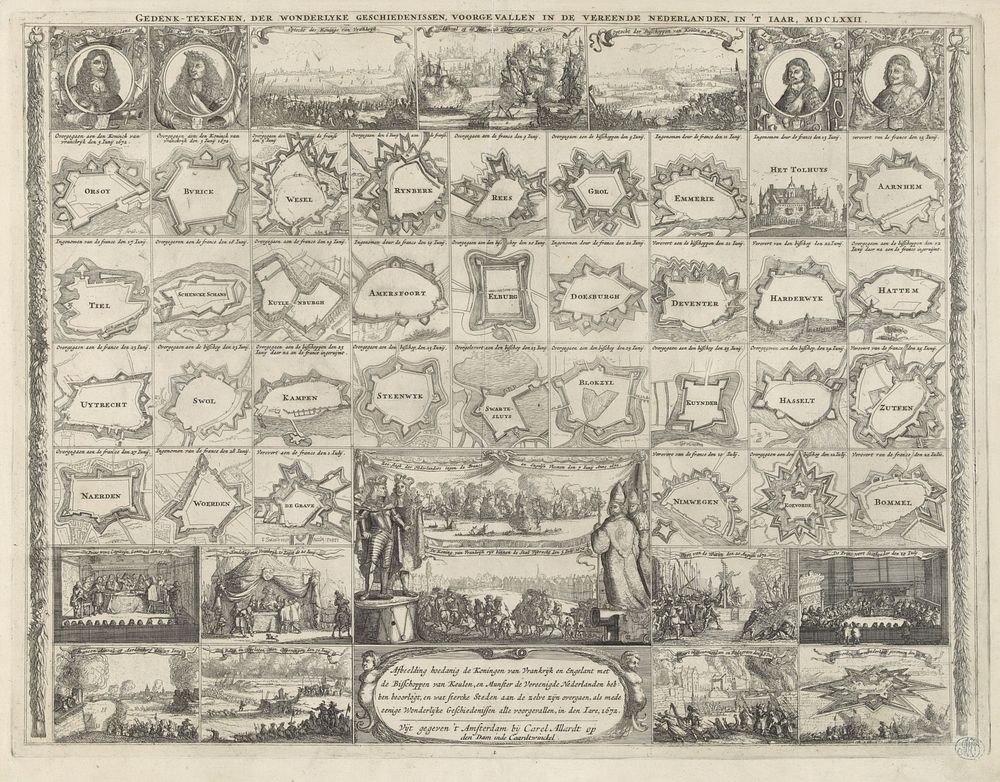 Overzicht van aan de Fransen verloren versterkte steden en belangrijke gebeurtenissen van het jaar 1672 (1672 - 1674) by…