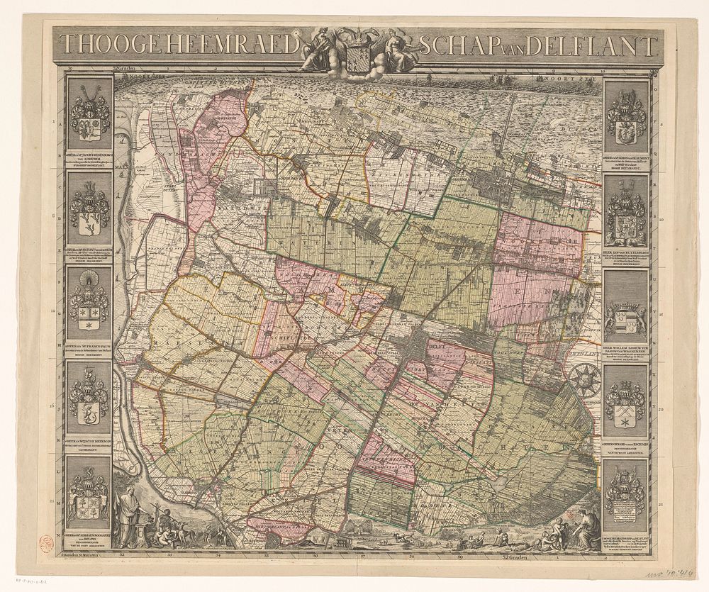 Kaart van het Hoogheemraadschap van Delfland (1712 - 1735) by Luggert van Anse, Thomas Doesburgh, Jacobus Deur, Johannes…