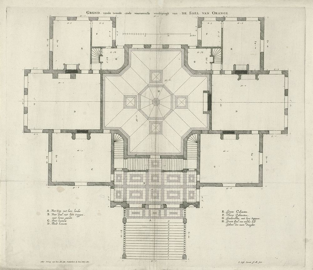 Voornaamste verdieping met de Oranjezaal van Paleis Huis ten Bosch (1655) by Jan Matthysz and Pieter Jansz Post
