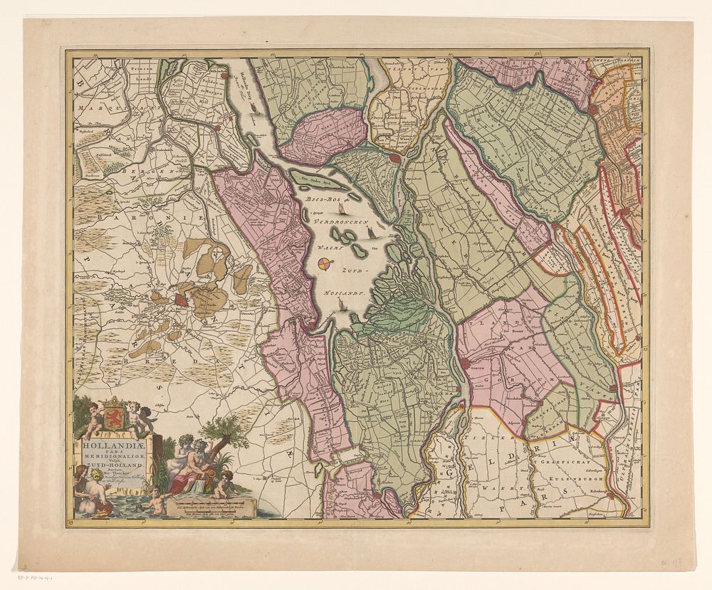 Kaart van een deel van Zuid-Holland (1688 - 1720) by anonymous, Nicolaes Visscher II, Nicolaes Visscher II, weduwe Nicolaes…