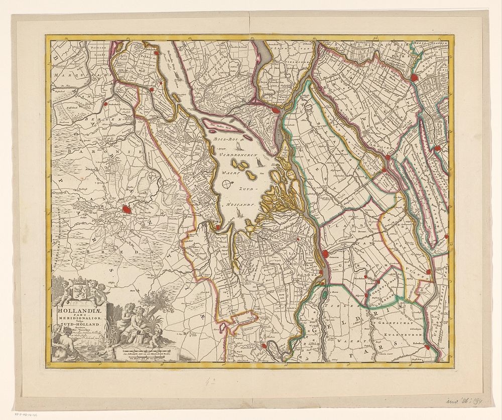 Kaart van een deel van Zuid-Holland (1720 - 1775) by anonymous, Nicolaes Visscher II, Pieter Schenk II and Staten van…