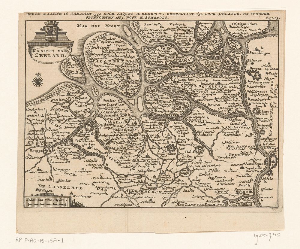 Kaart van Zeeland (1715 - 1755) by anonymous, Jaques Horenbout, J Elands and Hendrik Schroots