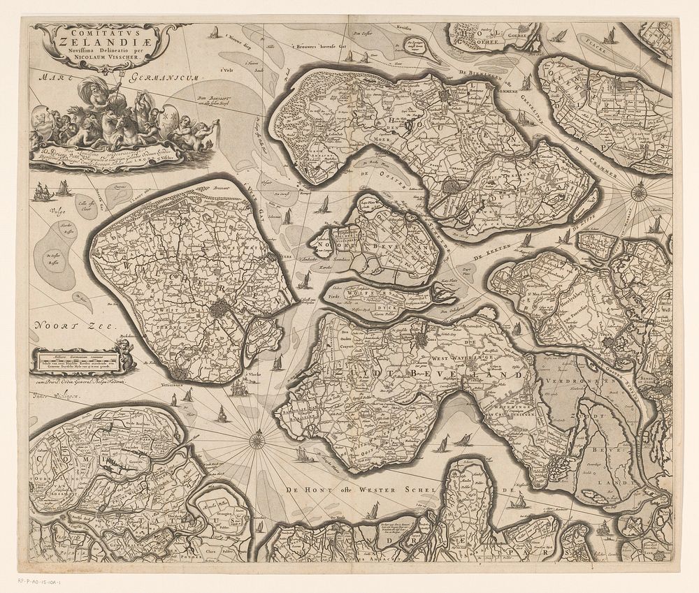 Kaart van Zeeland (1677 - 1720) by anonymous, Nicolaes Visscher I, Nicolaes Visscher II, weduwe Nicolaes Visscher II, Claes…